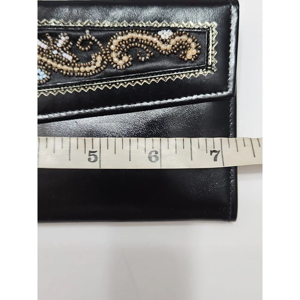 Vintage Daniel Beaded  Kisslock Wallet Clutch Top Grain Cowhide Nos